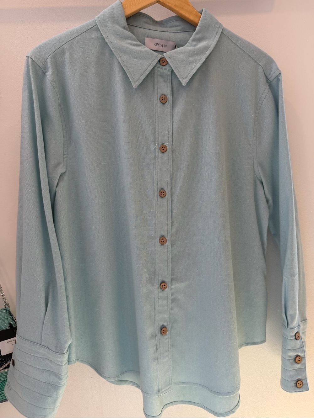 Emily Oversized Denim Blue Linen Blend Shirt |GREYLIN
